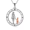 TOUPOP Sterling Silver Compass Mother Son Necklace-0-0