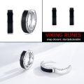 wholesale 925 Sterling Silver Norse Viking Rune Huggie Hoop Earrings with Black Enamel Accents-0-1