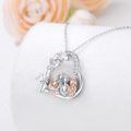 wholesale 925 Sterling Silver Family Mother Daughter Heart Pendant Necklace Rose Gold Cubic Zirconia-0-2