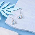 wholesale 925 Sterling Silver Blue Opal Sea Life Heart Shape Lever Back Earrings-0-4