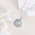 wholesale 925 Sterling Silver Sun & Moon Pendant with Blue and White Opals Labradorite Stone - Perfect Gift for Teenage Girls-0-2