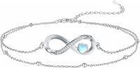 wholesale 925 Sterling Silver Heart Love Infinity Charm Adjustable Chain Ankle Bracelet-Infinity 7+2 inch Bracelet