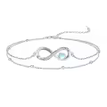 wholesale 925 Sterling Silver Heart Love Infinity Charm Adjustable Chain Ankle Bracelet-0-0