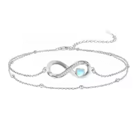 wholesale 925 Sterling Silver Heart Love Infinity Charm Adjustable Chain Ankle Bracelet-Infinity 7+2 inch Bracelet