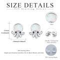 wholesale 925 Sterling Silver Octopus Stud Earrings Wholesale With Opal And Black Eyes-0-5