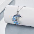 wholesale 925 Sterling Silver Blue Fire Opal Moon Tree of Life Cremation Keepsake Pendant Necklace-0-1