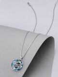 wholesale 925 Sterling Silver Blue Crystal Heart Pendant - Romantic Gift for Her-0-3