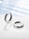 wholesale 925 Sterling Silver Hypoallergenic Square Stone Hoop Earrings for Men & Women-0-1