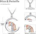 wholesale 925 Sterling Silver Rose Gold Plated Moonstone Horse Head Pendant Necklace for Women Girls -0-5