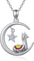 wholesale 925 Sterling Silver Heart-Shaped Llama & Woman Pendant Necklace - Cute  for Women/Mum/Daughter/Birthday-0-0