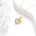 wholesale 14K Gold Heart Rose Musical Notes Pendant Necklace with Cubic Zirconia for Women Girls Mother's Day Gift-0-2