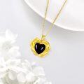 wholesale 925 Sterling Silver Plated Gold Heart Black Onyx Stone Pendant Necklace for Women-0-4