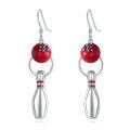wholesale 925 Sterling Silver Bowling Ball & Pin Drop Earrings Sports Gift for Players-0-0