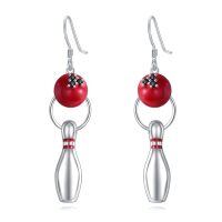wholesale 925 Sterling Silver Bowling Ball & Pin Drop Earrings Sports Gift for Players-Bowling