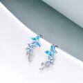 wholesale 925 Sterling Silver White Fire Opal Butterfly Wing Ear Climber Crawler Studs for Women-0-9