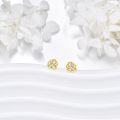 wholesale 14K Gold Flower Shaped Diamond Stud Earrings for Women - Birthday & Christmas Gifts-0-4