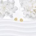 wholesale 14K Gold Flower Shaped Diamond Stud Earrings for Women - Birthday & Christmas Gifts-0-4