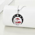 wholesale 925 Sterling Silver Mushroom Pendant Necklace with Red Enamel and Black Moon Phase Design - Christmas Gift for Her-0-3