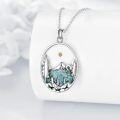 wholesale 925 Sterling Silver Turquoise Stone Mountain Pendant Necklace for Women Gifts for Nature Lovers-0-2