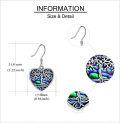 wholesale 925 Sterling Silver Heart-Shaped Tree of Life Abalone Shell Inlay Drop Earrings for Women and Girls Gift Ideas-0-3