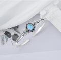 wholesale 925 Sterling Silver Genuine Turquoise Hoop Earrings for Women December Birthstone s 19mm-0-2