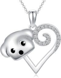 wholesale 925 Sterling Silver Heart and Dog Head Pendant Necklace with Cubic Zirconia-03-Dog Urn Necklace