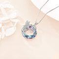 wholesale 925 Sterling Silver Dragon Heart Rainbow Crystal Pendant Necklace for Women Girls-0-2