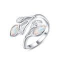 wholesale 925 Sterling Silver Leaf Ring with Birthstone Adjustable Wrap Promise Engagement Wedding Rings for Women-0-6
