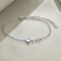 wholesale 925 Sterling Silver Rainbow Moonstone Chain Link Charm Bracelet for Women Girl's -0-1