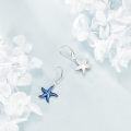 wholesale 925 Sterling Silver Blue Enamel Starfish Shell Leverback Dangle Earrings-0-3