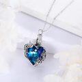 wholesale 925 Sterling Silver Birthstone Crystal Butterfly Heart Pendant Necklace for Women-0-1