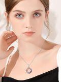 wholesale 925 Sterling Silver Rose Gold Rose I Love You Rainbow Crystal Pendant Necklace-0-2