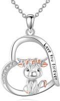 wholesale 925 Sterling Silver Cow Heart Love You Forever Pendant Necklace for Women-0-0