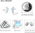 wholesale 925 Sterling Silver Blue Opal Moonstone Abalone Star Stud Earrings with Cubic Zirconia Tails Hypoallergenic Jewelry for Women Girls Gift-0-2