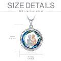 wholesale 925 Sterling Silver Blue Agate Moon Heart Sister Pendant Necklace Gifts for Women-0-5