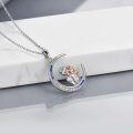 wholesale 925 Sterling Silver Moon Pendant with Colorful Cubic Zirconia - Mother and Child Design Necklaces Gifts for Women Girls-0-3