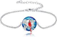 wholesale 925 Sterling Silver Blue Crystal Cardinal Bird Charm Bracelet-Cardinal Bracelet