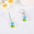 wholesale 925 Sterling Silver Teardrop Purple Blue Aurora Borealis Crystals Leverback Earrings-0-17