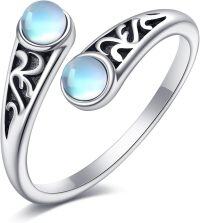 wholesale 925 Sterling Silver Filigree Daisy Toe Rings Adjustable Beach Foot Jewelry Gifts for Women-Moonstone Filigree