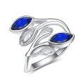 wholesale 925 Sterling Silver Leaf Ring with Birthstone Adjustable Wrap Promise Engagement Wedding Rings for Women-0-37