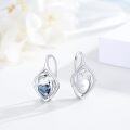 wholesale 925 Sterling Silver Heart-Shaped Blue Crystal Dolphin Leverback Earrings Gift for Women and Girls-0-1