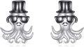 wholesale 925 Sterling Silver Octopus Stud Earrings with Top Hat and Sunglasses Design for Men Women  48x37mm-0-0