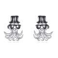 wholesale 925 Sterling Silver Octopus Stud Earrings with Top Hat and Sunglasses Design for Men Women  48x37mm-0-0