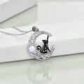 wholesale  Sterling Silver Abalone Celtic Moon Black Cat Tree of Life Necklace for Women -0-4