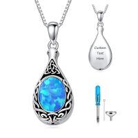 wholesale 925 Sterling Silver Celtic Knot Water Drop Cremation Necklace Wholesale For Ashes-B-blue Opal-B-blue Opal Non-custom-B-Blue Opal-Non-custom