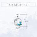 wholesale 925 Sterling Silver Blue Butterfly Enamel Charm Circle CZ Pendants Necklaces Gifts for Women Girls-0-5