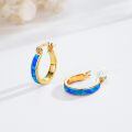 wholesale 925 Sterling Silver Blue Fire Opal Huggie Hoop Earrings for Women-0-2