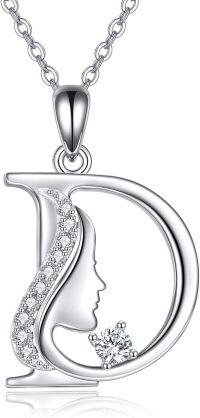 wholesale Sterling Silver Alphabet A Z Initial Letter Pendant Necklace for Women Jewelry Gifts-D