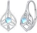 wholesale 925 Sterling Silver Moonstone Celtic Knot Hoop Earrings for Women-0-0