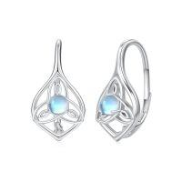wholesale 925 Sterling Silver Moonstone Triquetra Earrings-A-Celtic Knot
